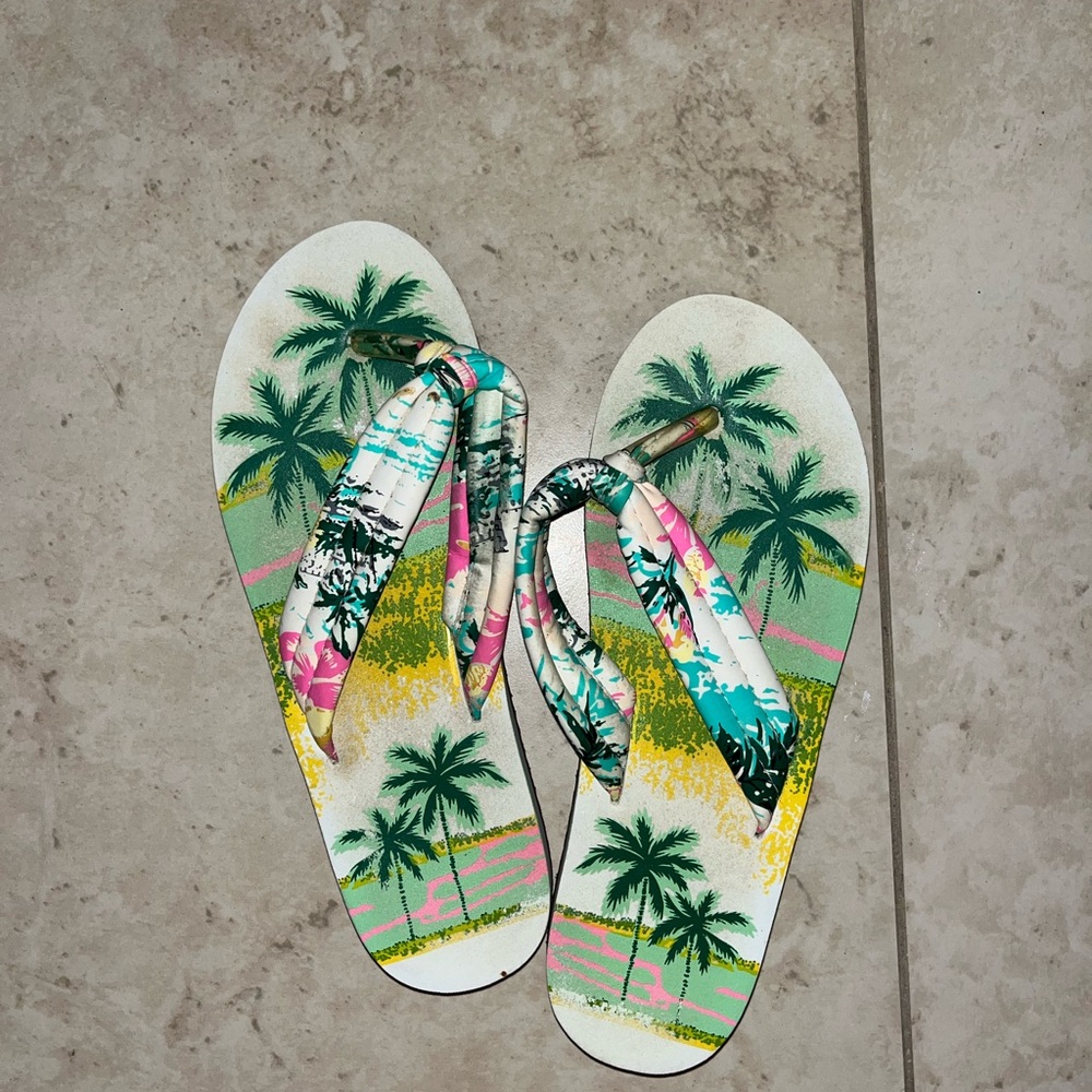 Tropical Palm Tree Flip Flops